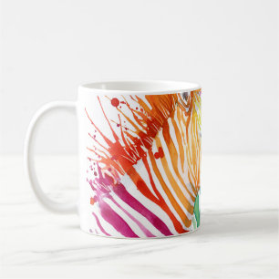 Mug Zèbre arc-en-ciel, aquarelle illustration sauvage.