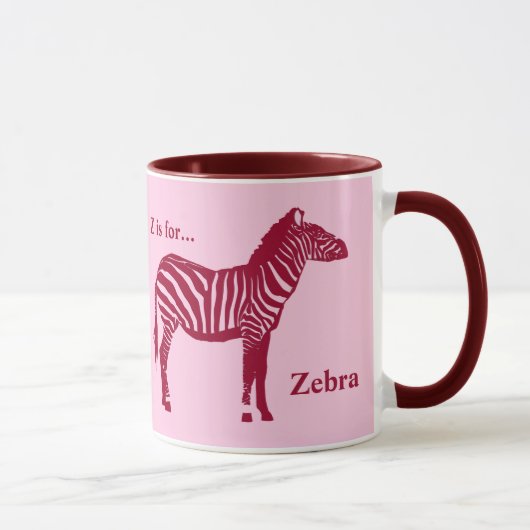 Mug Zèbre - Bourgogne et rose (Droite)