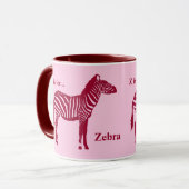 Mug Zèbre - Bourgogne et rose (Devant gauche)