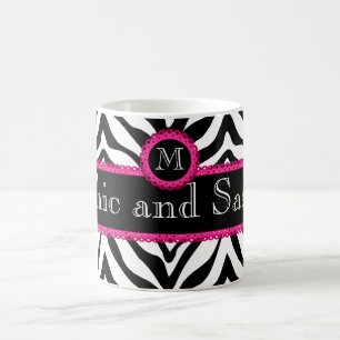 Mug Zèbre et Dentelle Élégant et Chic Monogramme