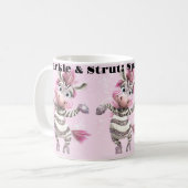 Mug Zèbre rose blanc étincelle et strut (Devant gauche)