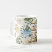 Mug Zen Beach Rocks Tropical Shells Palm Leaves (Devant gauche)
