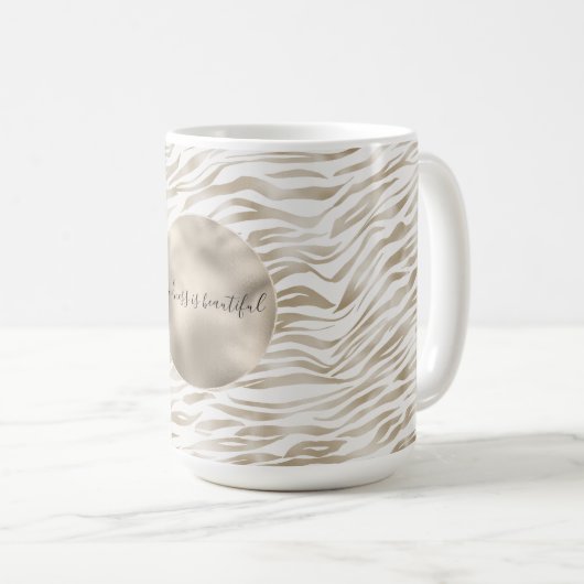 Mug Zen Cream White Cocoa Brown Zebra Imprimer (Devant droit)