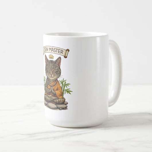 Mug Zen Master Cat Funny Chill Gray Tabby Cat Gift  (Devant droit)