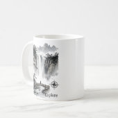 Mug Zen Waterfall Mountain Ink Art Explore Compass (Devant gauche)