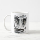 Mug Zen Waterfall Mountain Ink Art Explore Compass (Gauche)