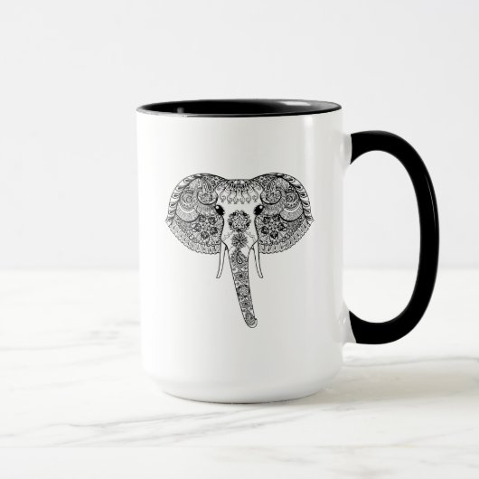 Mug Zentangle a inspiré l'éléphant d'Asie (Droite)
