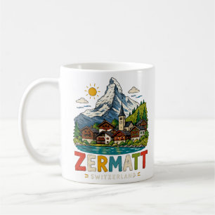 Mug Zermatt Suisse Dessin à la Main Art de Voyage Monu