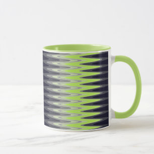 Mug Zig Zag Lime Green Black White Grey Motif