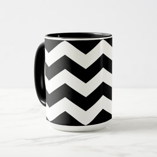 Mug Zigzag Chevron Noir Et Blanc (Devant gauche)