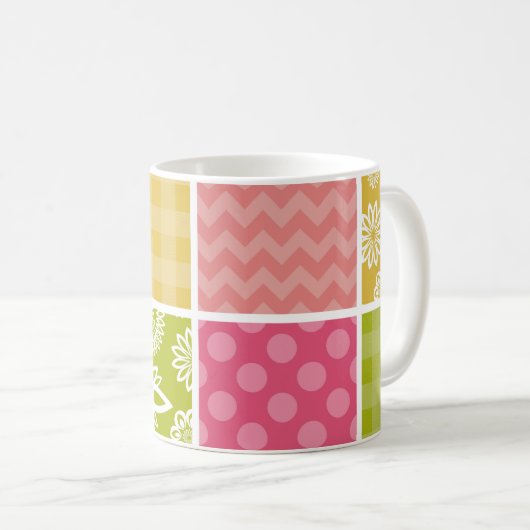 Mug Zigzag, Chevron, Pois, En vichy, Patchwork (Devant droit)