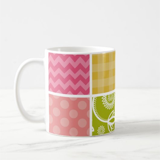 Mug Zigzag, Chevron, Pois, En vichy, Patchwork (Gauche)