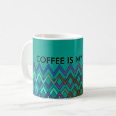 Mug ZIGZAG diamants - couleur + votre backgr. & idées (Devant gauche)