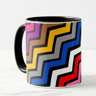 Mug Zigzag multicolore Chevron Design noir