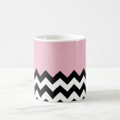Mug Zigzag noir et blanc, Chevron, rose, Votre nom (Centre)