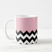 Mug Zigzag noir et blanc, Chevron, rose, Votre nom (Gauche)