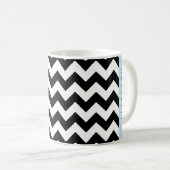 Mug Zigzag noir et blanc, Motif Chevron, Votre nom (Devant droit)