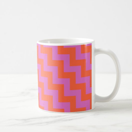 Mug Zigzags Café Mug, Magenta et Orange Chevrons (Droite)
