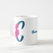 Mug Zinnia Flowers Monogramme Initial C Votre Nom (Devant gauche)