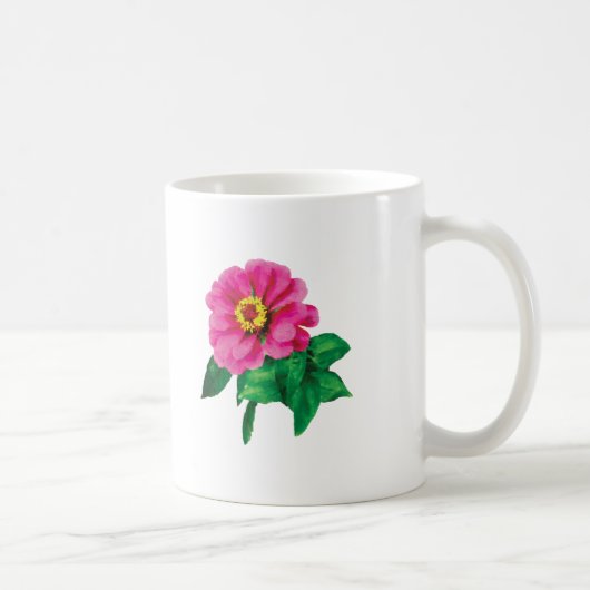 Mug Zinnia magenta avec feuilles (Droite)