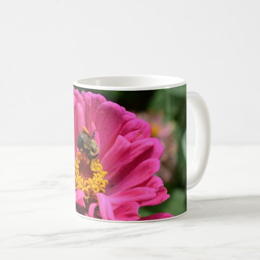 Mug Zinnia rose et Bumble bee (Devant droit)