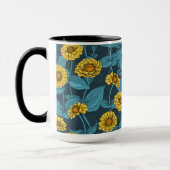 Mug Zinnias jaune sur bleu foncé (Gauche)