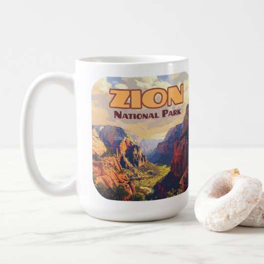 Mug Zion National Park Utah Moab Canyon Retro (Avec donut)