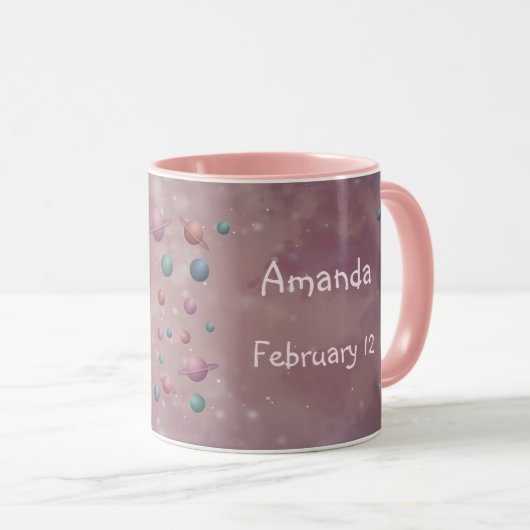 Mug Zodiac Aquarius Cute Chat Roue Planète Astrologie (Devant droit)