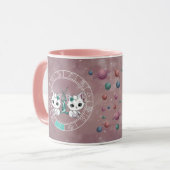 Mug Zodiac Gemini Cute Chat Roue Planète Astrologie (Devant gauche)