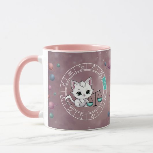 Mug Zodiac libra Cute Cat Wheel Planet Astrologie (Gauche)