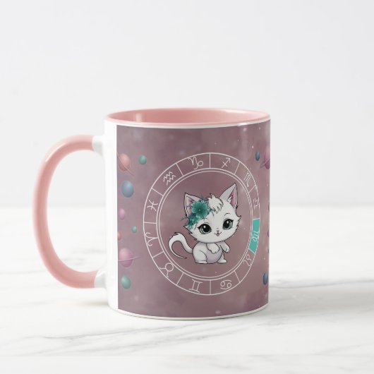 Mug Zodiac virgo Cute Cat Wheel Planet Astrologie (Gauche)