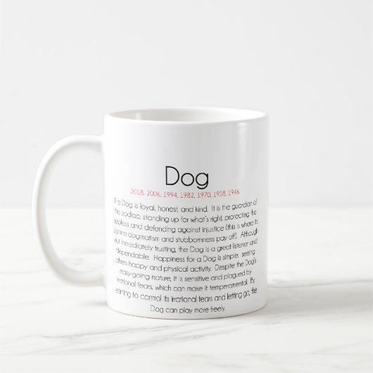 Mug Zodiaque chinois (année du chien) 2 (Gauche)