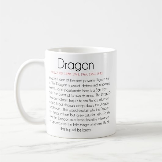 Mug Zodiaque chinois (année du dragon) 2 (Gauche)