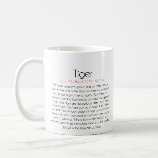 Mug Zodiaque chinois (année du tigre) 2 (Gauche)