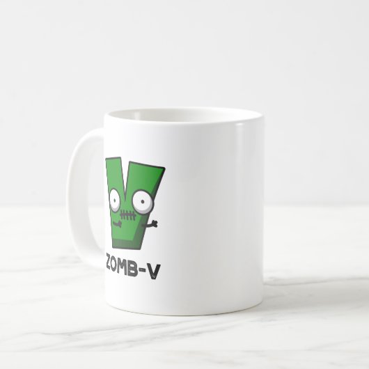Mug Zomb-V Drôle Halloween Zombie Alphabet V Pun (Devant gauche)
