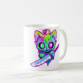 Mug Zombie Cat Samurai Edm Festival Rave (Devant droit)