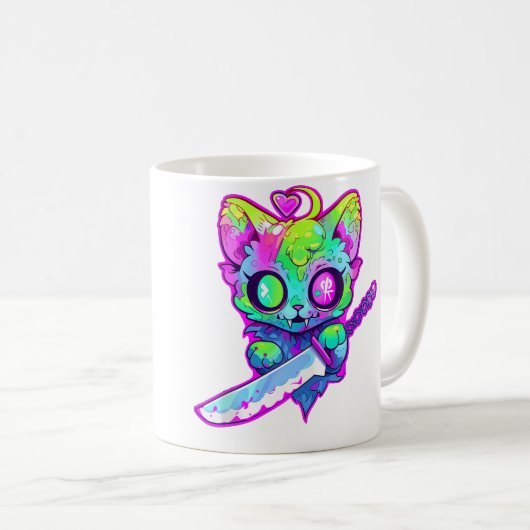 Mug Zombie Cat Samurai Edm Festival Rave (Devant droit)