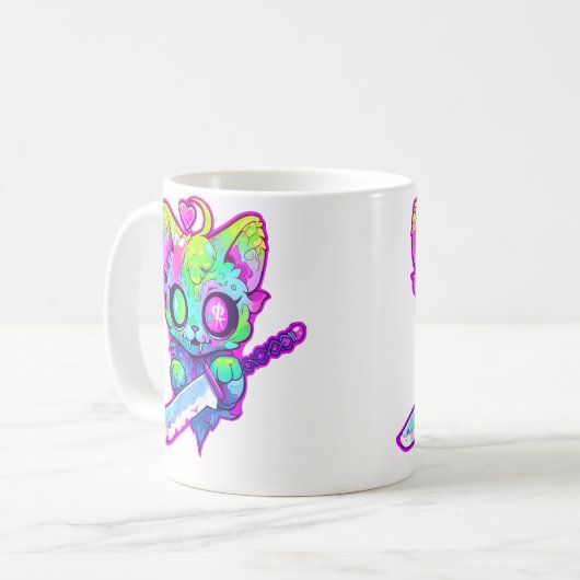 Mug Zombie Cat Samurai Edm Festival Rave (Devant gauche)