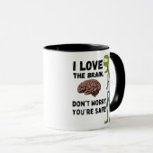 Mug Zombie Drôle J'adore Le Cerveau (Devant droit)