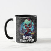 Mug Zombie mangeant du chocolat Joyeux Halloween (Gauche)