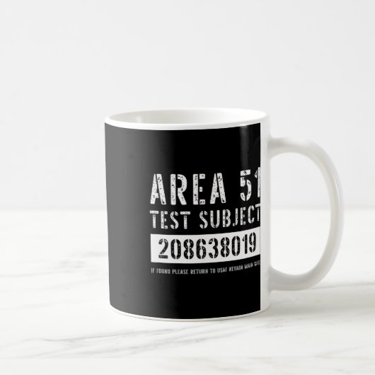 Mug Zone 51 Objet de l'essai 8019 Enlèvement d'Aliens (Droite)