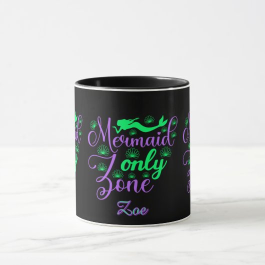 Mug Zone de script Mermaid vert violet Script (Centre)