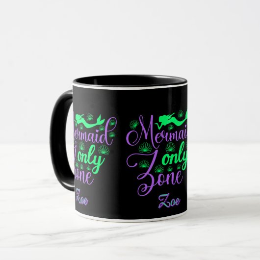 Mug Zone de script Mermaid vert violet Script (Devant gauche)
