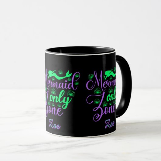 Mug Zone de script Mermaid vert violet Script (Devant droit)