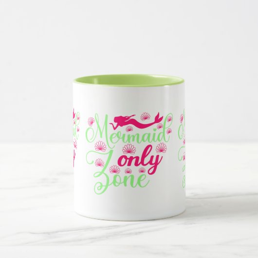 Mug Zone Sirène uniquement en rose chaud et vert néon (Centre)