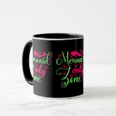 Mug Zone Sirène uniquement en rose chaud et vert néon (Devant gauche)