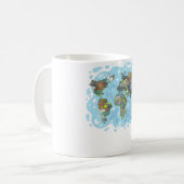 Mug Zoo Animaux Carte du monde Planète Terre Système é (Devant gauche)