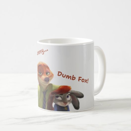 Mug Zootopia Inspired "Sly Bunny, Dumb Fox" Ceramic Co (Devant droit)