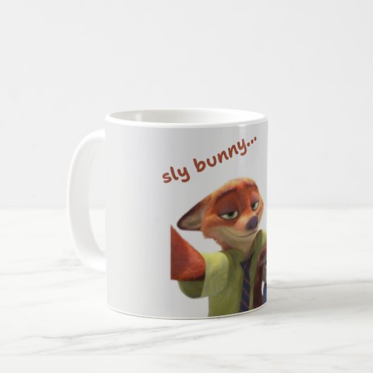 Mug Zootopia Inspired "Sly Bunny, Dumb Fox" Ceramic Co (Devant gauche)