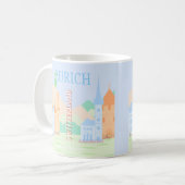Mug Zurich Travel Art, Suisse, Blue Retro Travel (Devant gauche)